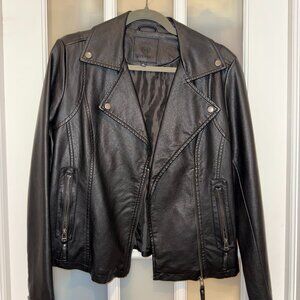 MAXSTUDIO Washed Faux Leather Moto Jacket - Women's Small